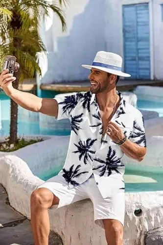 COOFANDY Mens Hawaiian Shirts Short Sleeve Tropical Button Down Shirt Floral Shirt Summer Beach Shirt - 5