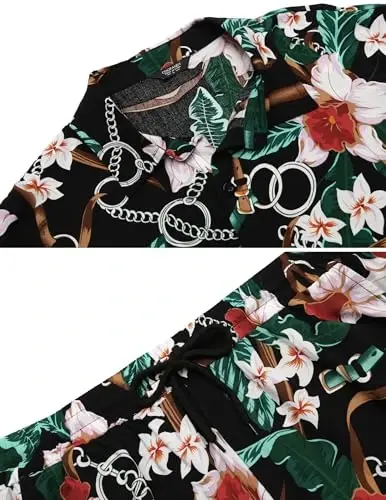 COOFANDY Men's Hawaiian Matching Set Summer Beach 2 Piece Outfits Flower Button Down Shirts and Shorts Vacation Outfits - 5