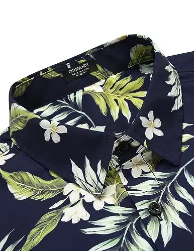 COOFANDY Mens Hawaiian Tropical Shirt Short Sleeve Casual Button Down Floral Summer Beach Shirts with Pocket - COOFANDY (1)