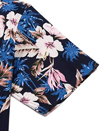 COOFANDY Mens Hawaiian Tropical Shirt Short Sleeve Casual Button Down Floral Summer Beach Shirts with Pocket - 6