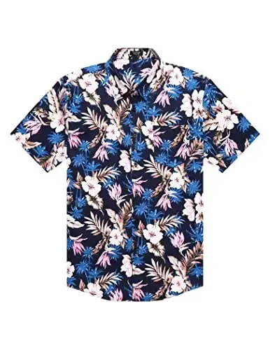 COOFANDY Mens Hawaiian Tropical Shirt Short Sleeve Casual Button Down Floral Summer Beach Shirts with Pocket - 4
