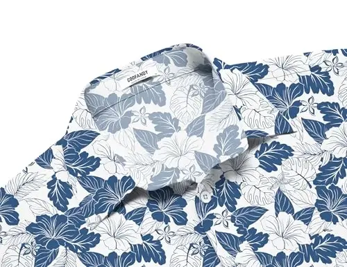 COOFANDY Mens Hawaiian Tropical Shirt Short Sleeve Casual Button Down Floral Summer Beach Shirts with Pocket - 5