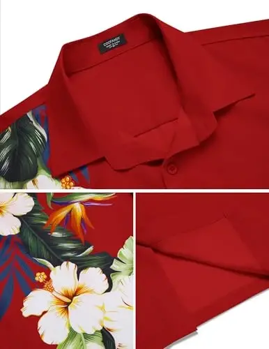 COOFANDY Mens Hawaiian Tropical Shirts Short Sleeve Button Down Summer Beach Shirt with Pocket - 5