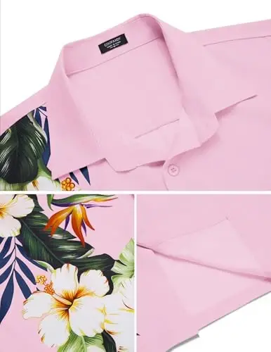 COOFANDY Mens Hawaiian Tropical Shirts Short Sleeve Button Down Summer Beach Shirt with Pocket - 4
