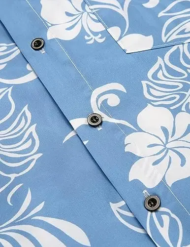 COOFANDY Mens Hawaiian Tropical Shirt Short Sleeve Casual Button Down Floral Summer Beach Shirts with Pocket - 5