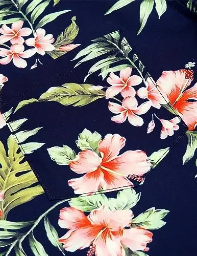 COOFANDY Mens Hawaiian Tropical Shirt Short Sleeve Casual Button Down Floral Summer Beach Shirts with Pocket - 3
