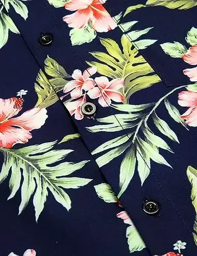 COOFANDY Mens Hawaiian Tropical Shirt Short Sleeve Casual Button Down Floral Summer Beach Shirts with Pocket - 4