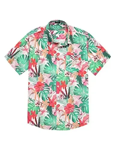 COOFANDY Mens Hawaiian Tropical Shirt Short Sleeve Casual Button Down Floral Summer Beach Shirts with Pocket - COOFANDY (1)