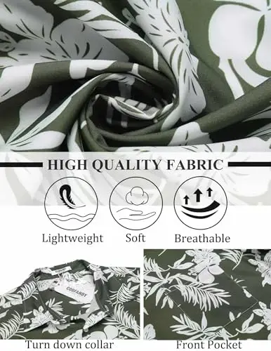 COOFANDY Mens Hawaiian Tropical Shirt Short Sleeve Casual Button Down Floral Summer Beach Shirts with Pocket - 5