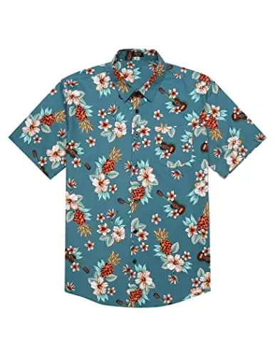 COOFANDY Mens Hawaiian Tropical Shirt Short Sleeve Casual Button Down Floral Summer Beach Shirts with Pocket - 4