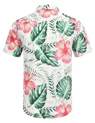 COOFANDY Mens Hawaiian Tropical Shirt Short Sleeve Casual Button Down Floral Summer Beach Shirts with Pocket - 3