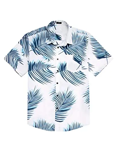 COOFANDY Mens Hawaiian Tropical Shirt Short Sleeve Casual Button Down Floral Summer Beach Shirts with Pocket - 4