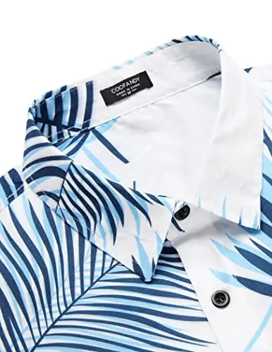 COOFANDY Mens Hawaiian Tropical Shirt Short Sleeve Casual Button Down Floral Summer Beach Shirts with Pocket - 5