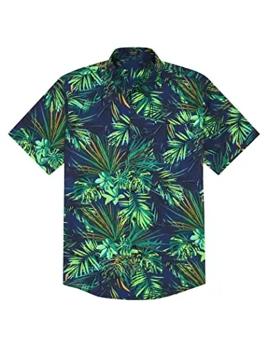COOFANDY Mens Hawaiian Tropical Shirt Short Sleeve Casual Button Down Floral Summer Beach Shirts with Pocket - 4