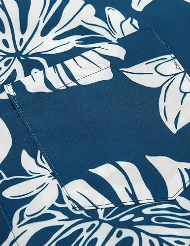 COOFANDY Mens Hawaiian Tropical Shirt Short Sleeve Casual Button Down Floral Summer Beach Shirts with Pocket - 4