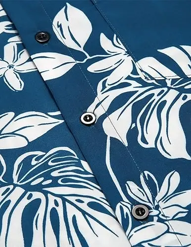 COOFANDY Mens Hawaiian Tropical Shirt Short Sleeve Casual Button Down Floral Summer Beach Shirts with Pocket - 5