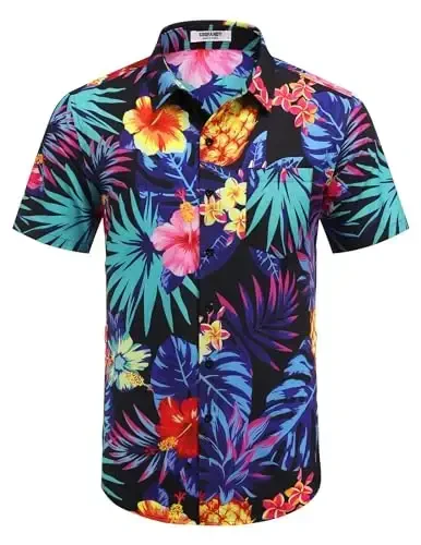COOFANDY Mens Hawaiian Tropical Shirt Short Sleeve Casual Button Down Floral Summer Beach Shirts with Pocket - COOFANDY (1)