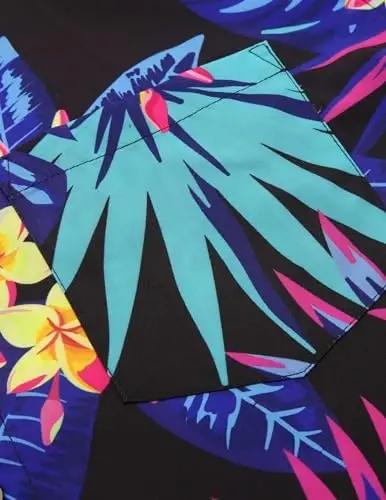 COOFANDY Mens Hawaiian Tropical Shirt Short Sleeve Casual Button Down Floral Summer Beach Shirts with Pocket - 5