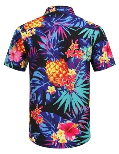 COOFANDY Mens Hawaiian Tropical Shirt Short Sleeve Casual Button Down Floral Summer Beach Shirts with Pocket - 3
