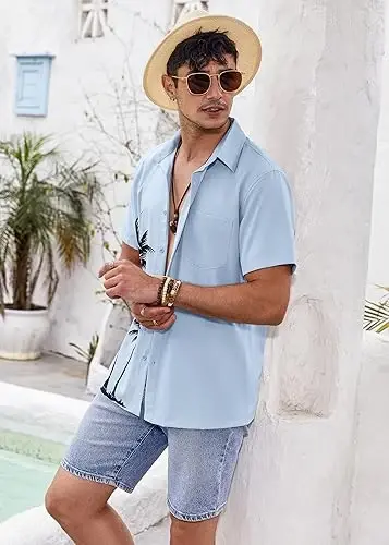 COOFANDY Mens Hawaiian Tropical Shirts Short Sleeve Button Down Summer Beach Shirt with Pocket - MODAZONE (1)
