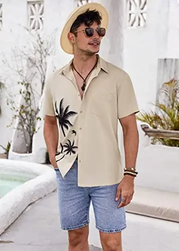 COOFANDY Mens Hawaiian Tropical Shirts Short Sleeve Button Down Summer Beach Shirt with Pocket - 2