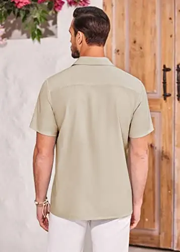 COOFANDY Mens Hawaiian Tropical Shirts Short Sleeve Button Down Summer Beach Shirt with Pocket - 4