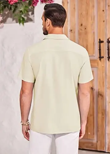 COOFANDY Mens Hawaiian Tropical Shirts Short Sleeve Button Down Summer Beach Shirt with Pocket - 4