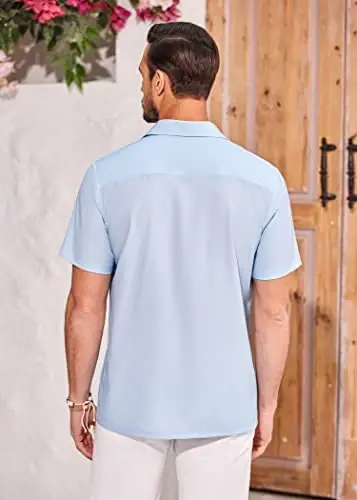 COOFANDY Mens Hawaiian Tropical Shirts Short Sleeve Button Down Summer Beach Shirt with Pocket - 4