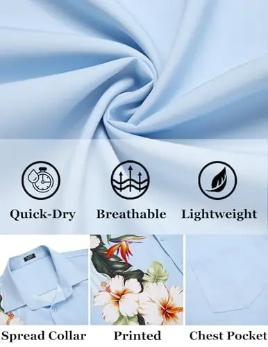 COOFANDY Mens Hawaiian Tropical Shirts Short Sleeve Button Down Summer Beach Shirt with Pocket - 5