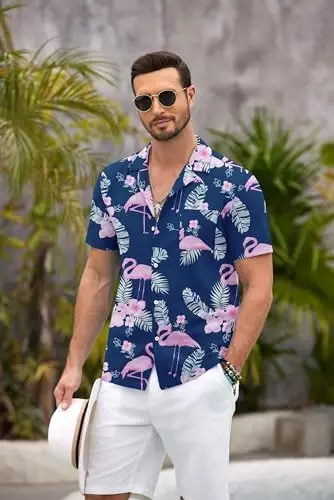 COOFANDY Hawaiian Shirts for Men Short Sleeve Casual Button Down Shirt Tropical Summer Beach Shirt - 3