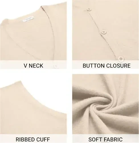 COOFANDY Men's Sweater Vest V Neck Casual Sleeveless Knitted Button Cardigan Vest - 5