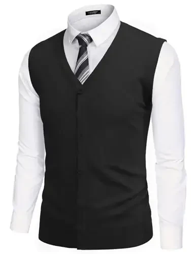 COOFANDY Men's Sweater Vest V Neck Casual Sleeveless Knitted Button Cardigan Vest 