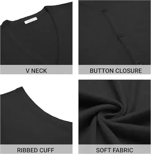COOFANDY Men's Sweater Vest V Neck Casual Sleeveless Knitted Button Cardigan Vest - 5