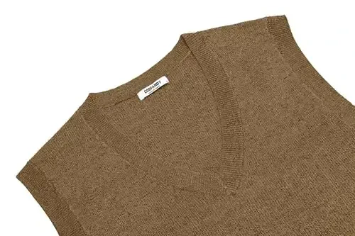 COOFANDY Men's Sweater Vest V Neck Sleeveless Sweater Slim Fit Casual Knitted Pullover Sweater - 4