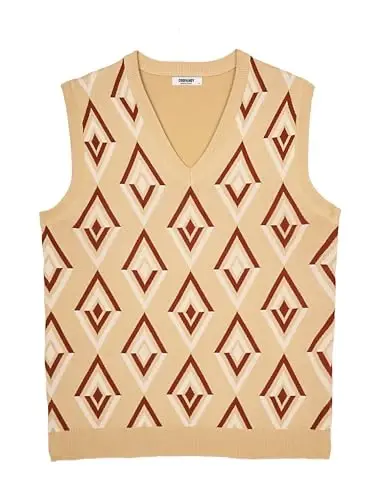 COOFANDY Men's Sweater Vest V Neck Sleeveless Sweater Slim Fit Casual Knitted Pullover Sweater - 5