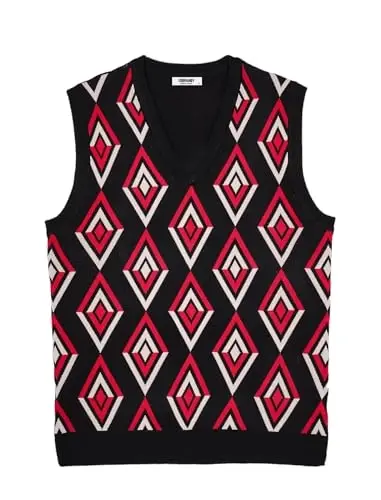 COOFANDY Men's Sweater Vest V Neck Sleeveless Sweater Slim Fit Casual Knitted Pullover Sweater - 5