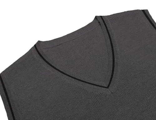 COOFANDY Men's Sweater Vest V Neck Sleeveless Sweater Slim Fit Casual Knitted Pullover Sweater - 1