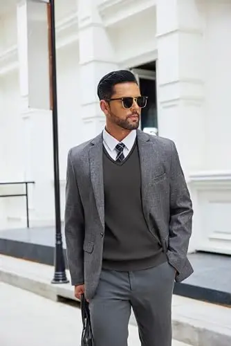 COOFANDY Men's Sweater Vest V Neck Sleeveless Sweater Slim Fit Casual Knitted Pullover Sweater - 6