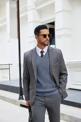 COOFANDY Men's Sweater Vest V Neck Sleeveless Sweater Slim Fit Casual Knitted Pullover Sweater - 4