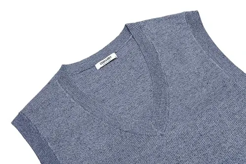 COOFANDY Men's Sweater Vest V Neck Sleeveless Sweater Slim Fit Casual Knitted Pullover Sweater - 5