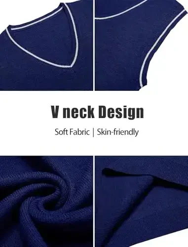 COOFANDY Men's Sweater Vest V Neck Sleeveless Sweater Slim Fit Casual Knitted Pullover Sweater - 5