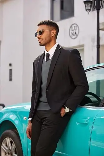 COOFANDY Men's Sweater Vest V Neck Sleeveless Sweater Slim Fit Casual Knitted Pullover Sweater - 6