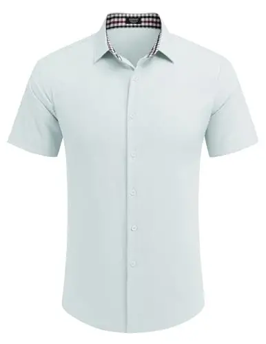 COOFANDY Mens Linen Shirt Casual Short Sleeve Button Down Shirts Summer Beach Vacation Tops - 2