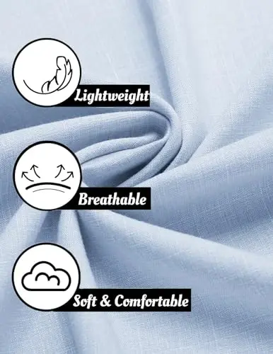 COOFANDY Mens Linen Shirt Casual Short Sleeve Button Down Shirts Summer Beach Vacation Tops - 5