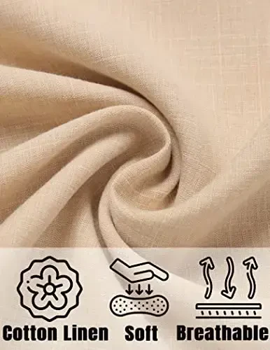 COOFANDY Men's Linen Shirts Short Sleeve Casual Shirts Button Down Shirt for Men Beach Summer Wedding Shirt - 5