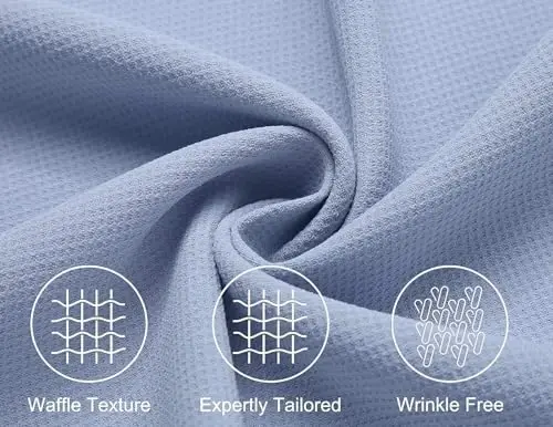 COOFANDY Mens Short Sleeve Button Down Shirts Waffle Shirt Casual Beach Summer Shirts Wrinkle Free Vacation Shirts - 5