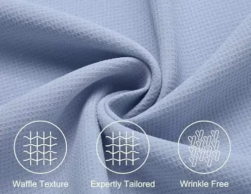 COOFANDY Mens Short Sleeve Button Down Shirts Waffle Shirt Casual Beach Summer Shirts Wrinkle Free Vacation Shirts - 5