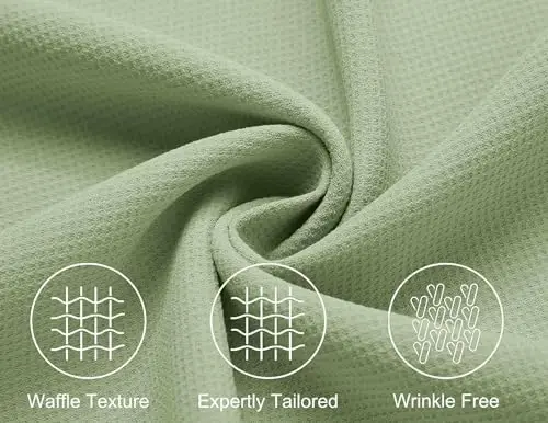 COOFANDY Mens Short Sleeve Button Down Shirts Waffle Shirt Casual Beach Summer Shirts Wrinkle Free Vacation Shirts - 2