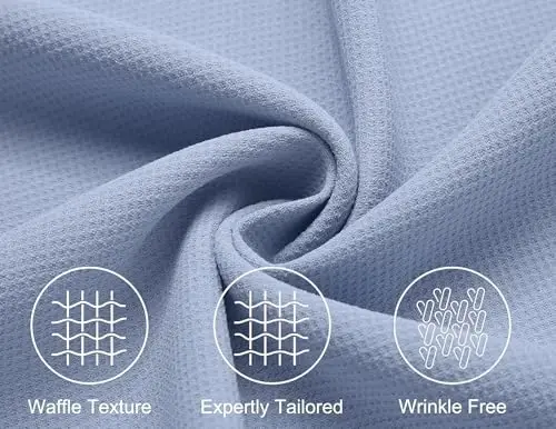 COOFANDY Mens Short Sleeve Button Down Shirts Waffle Shirt Casual Beach Summer Shirts Wrinkle Free Vacation Shirts - 5