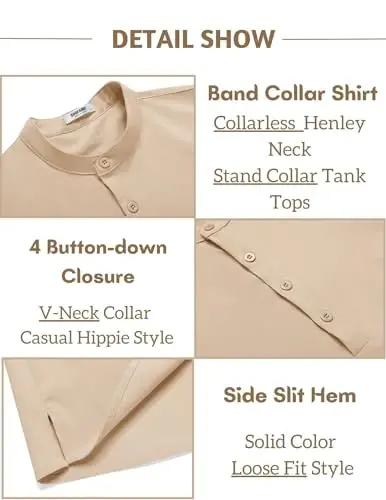 COOFANDY Sleeveless Beach Shirts for Men Summer Tank Shirts Casual Henley Tank Top - 5